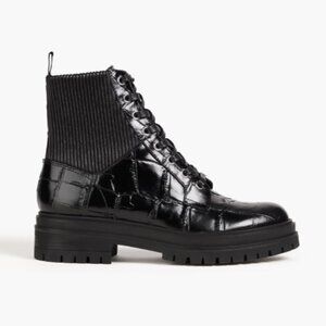 Gianvito Rossi Martis 20 croc-effect leather combat boots
